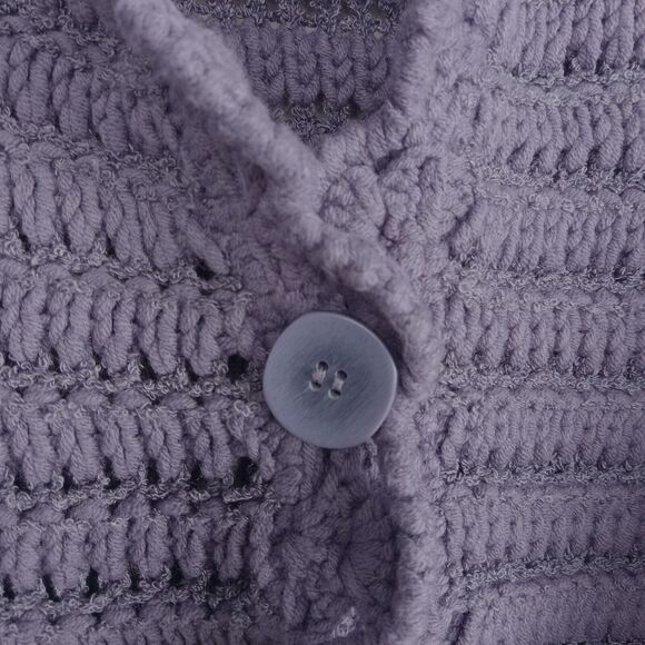 Cardigan Sweater Women's XL Lavender Purple One Button Chunky Knit Grandmacore - Picture 11 of 15